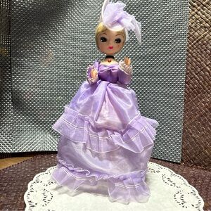 Vintage Elegant Purple Doll with Hat